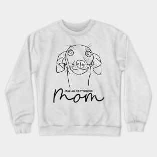 Italian Greyhound mom; with cute cartoon IGGY black line art. Crewneck Sweatshirt